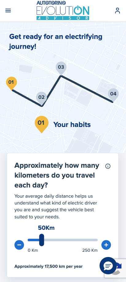 Autotorino Evolution Advisor — personalised EV quiz flow