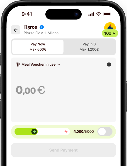 Variant A — tab navigation with Pay now and Pay later tabs