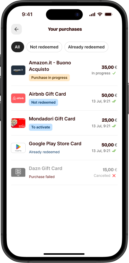 Gift Card purchase page — image-led brand grid with filters