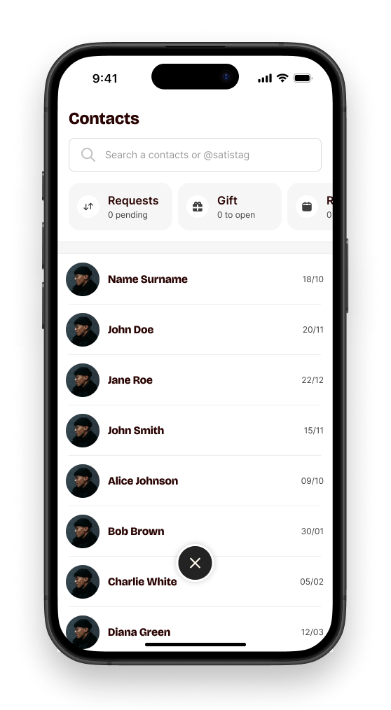 Before — single contacts list, P2P only